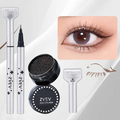 مجموعة ZVEV Lazy Lower Eyelash Stamp Eyeliner المقاومة للماء والعرق لا تفقد اللون 2 في 1 مناسبة للمبتدئين