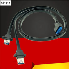 H1111Z Connector USB 3.0 Panel Mount Dual Port USB 3.0 Female Screw Panel Mount to Motherboard 20 Pin Header Flat Cable Cord NEW