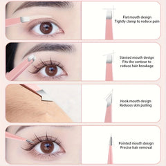 4 pcs Tweezers Set - Professional Tweezers For Eyebrows - Great Precision For Facial Hair, Splinter And Ingrown Hair Removal Wit