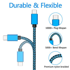 كابل USB من النوع C لمزامنة البيانات 2.4 أمبير شحن سريع لهاتف Samsung Huawei Android المحمول بطول 1 متر و2 متر و3 متر كابل شاحن من النايلون المضفر