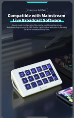 AJAZZ AKP153E Stream Deck لوحة تحكم متعددة الوظائف مع 15 مفتاح ماكرو ولوحة مفاتيح صغيرة مخصصة لإجراءات التشغيل