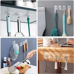 Self Adhesive Hooks Heavy Duty Wall Hooks Transparent Multi-Purpose Rack Door Key Towel Wall Hook For Bathroom Kitchen Organizer