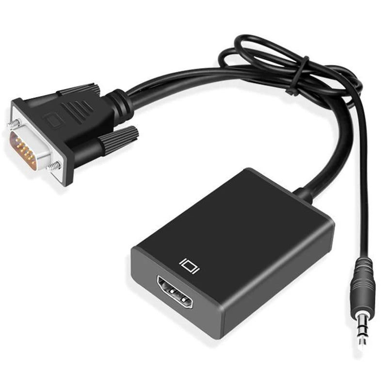 VGA TO HD Converter High-definition Audio Video Cable Adapter VGA Input HDMI-compatible Output for Computer Laptop TV Projector