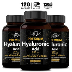 Hyaluronic Acid Supplement 250 Mg with Biotin and Vitamin C-3-in-1 - Skin Moisturization, Joint Lubrication, Hair and Eye Health
