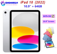جهاز Apple iPad 10 الأصلي (2022) الجيل العاشر 10.9 بوصة 64 جيجابايت واي فاي + خلوي 5G Face ID 12 ميجابكسل غير مقفل جهاز لوحي مستعمل 95% مثل الجديد