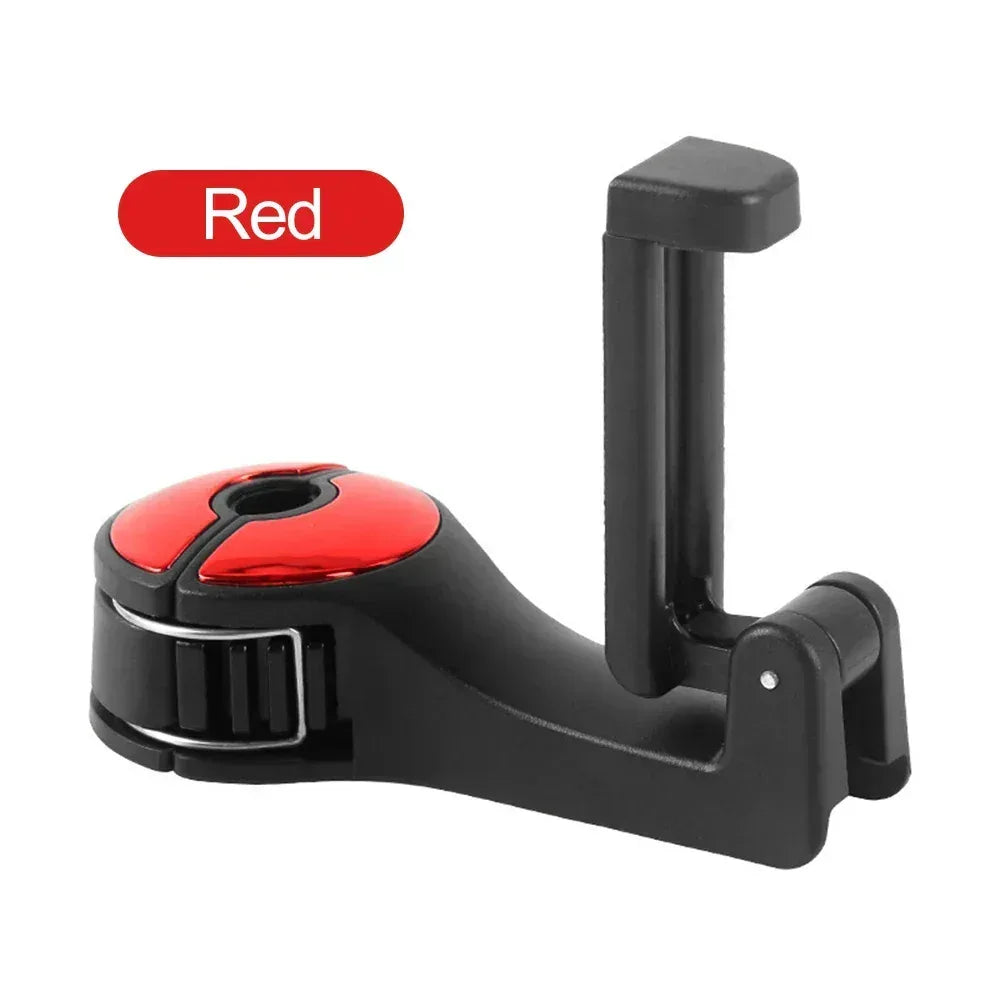 Black car bracket hook with red silicone pad for hanging phone or bags