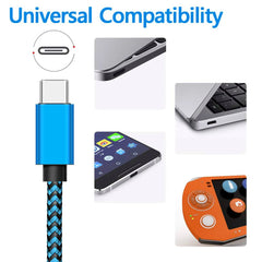 كابل USB من النوع C لمزامنة البيانات 2.4 أمبير شحن سريع لهاتف Samsung Huawei Android المحمول بطول 1 متر و2 متر و3 متر كابل شاحن من النايلون المضفر