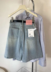 High Waist Wide Leg Jeans orts Women Loose Fit Straight Cut Five Lengths Summer New Sle Korean Version Slimming Effect