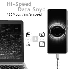 كابل USB من النوع C لمزامنة البيانات 2.4 أمبير سريع الشحن 1 متر 2 متر 3 متر كابل شاحن مضفر من النايلون لهاتف Samsung Huawei Android المحمول