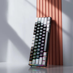 لوحة مفاتيح ميكانيكية للألعاب MUCAI MK61 بإضاءة خلفية RGB و61 مفتاحًا ومفتاح أحمر وكابل سلكي قابل للفصل وواجهة USB قابلة للتبديل السريع