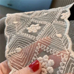 Women Shrugs Lace Hollow Out Female Summer Casual All-match Shawls Simple Scarf-collar Sleeveless Knitted Tops Korean Style Chic