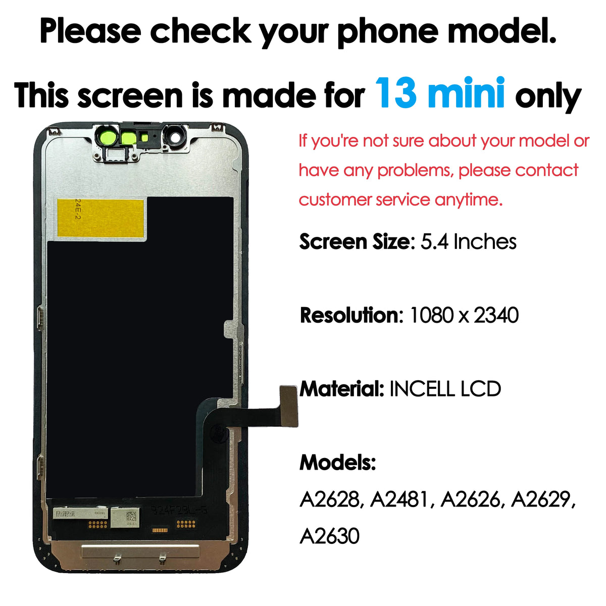 High quality AAA incell LCD For iPhone 13 mini Display Touch 13mini Screen Replacement Digitizer Assembly Repair parts Wholesale