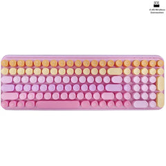 Ergonomic 2.4G Wireless Keyboard 106 Keys Retro Round Keycap Keyboard Multimedia Function Keyboard for Pc/Laptop/Desktop