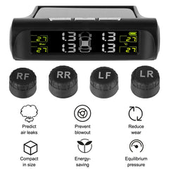 Tire Pressure Monitoring System Temperature Warning New C External Battery Version Sensors Solar TPMS Car Tyre Pressure Monitor