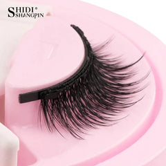 Hot 1 Pair Magnetic Eyelashes Handmade Fluffy Faux Mink Lashes Reusable Natural False Eyelashes and Magnetic Tweezers Set Makeup
