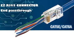 موصل Montions Rj45 Cat5e Cat6A موصل مرور شبكة غير محمي 8P8C موصل معياري لكابلات Ethernet