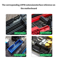 TISHRIC 19Pin To Type-C USB3.0 Converter Internal Header to USB 3.1/3.2 Type C Adapter  for PC Motherboard Connector Riser