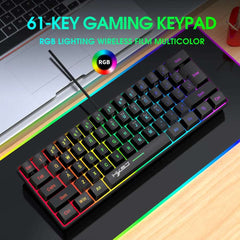 60% wired gaming keyboard, RGB backlight ultra compact mini keyboard, waterproof small compact 61 key keyboard for pc/Mac gamers