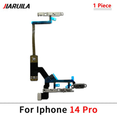 كابل مرن لتشغيل وإيقاف التشغيل لهاتف iPhone 13 14 15 Pro Max Plus Mini مع زر جانبي لرفع الصوت وأسفل وشريط مفاتيح مع كابل مرن معدني