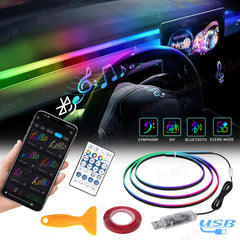 Car Ambient Lights Universal LED Symphony RGB Atmosphere Lamp 64 Colors Acrylic Strip APP Control Remote for Tesla Model 3 Y S X
