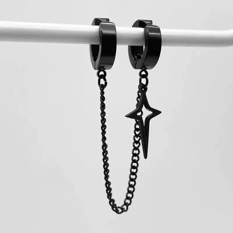 1Pcs Trendy Minimalist Stud Earrings for Teens Ear No Piercing Earrings Women Men Fake Pierced Star Pendant Earrings Jewelry