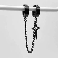 1Pcs Trendy Minimalist Stud Earrings for Teens Ear No Piercing Earrings Women Men Fake Pierced Star Pendant Earrings Jewelry