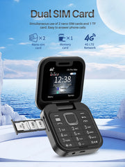 هاتف محمول جديد SERVO i16 Pro Max صغير الحجم قابل للطي، شبكة 4G، شريحتي اتصال، وضع الاستعداد، تسجيل المكالمات، اتصال سريع، FM، هاتف محمول صغير قابل للطي مقاس 1.77 بوصة