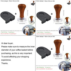 51mm 53mm 58mm Espresso Tamper Coffee Barista Flat Base Coffee Tampers With Wood Handle