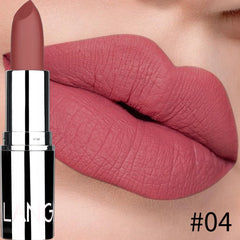 أحمر شفاه Langmani Silver Tube Matte Lipstick Non Staying Cup Makeup أحمر شفاه متوفر بـ 8 ألوان