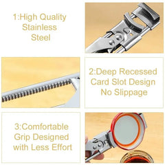Non-slip Stainless Steel Can & Bottle Opener, Adjustable Handheld Can Opener for Easy Use