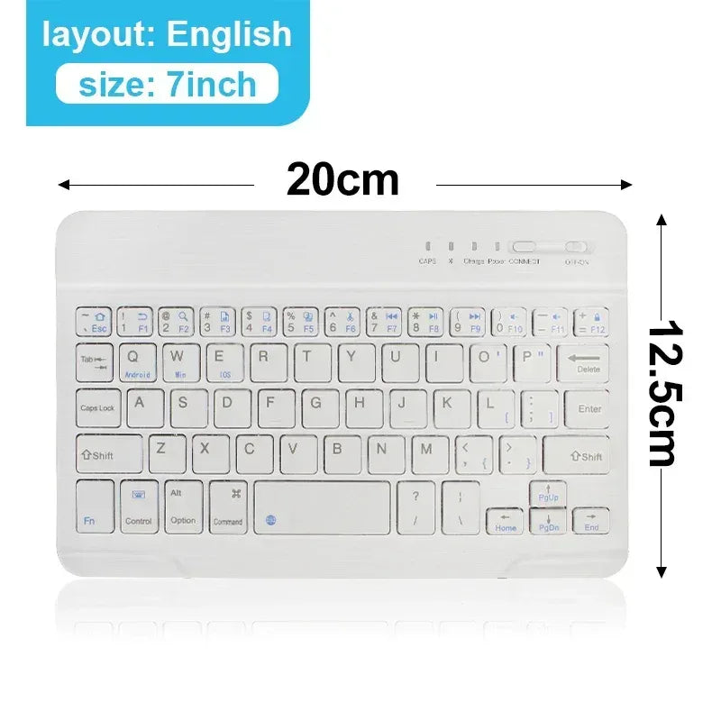 White wireless mini keyboard with 7-inch key layout and keys