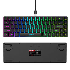 Portable HXSJ V200 68-key Korean gaming Keyboard, 65% RGB Backlit Wired office membrane Keyboard for Desktop PC and Laptops