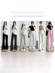 ay High Waist Bell Bot Pants Women's Summer 2025 New Casual Sports Sweatpants Small Size Slimming  Hoof Pants