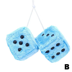 1Kit Fuzzy Plush Dice with Dots Retro Square Plush Hanging Mirror Fuzzy Dices Kid Toys For Pink Car Interior Ornament Decoration