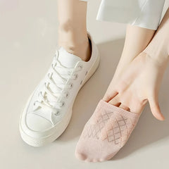 5Pairs Women Invisible Boat Mesh Socks Summer Silicone Non-slip Breathable Comfortable Mesh Sock Low Cut Female Ultra-thin Sox