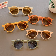 2023 New Children Round Solid Frosted Sunglasses Kids Outdoor Sun Protection Acrylic UV400 Glasses Boys Girls Polarized Glasses