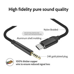 كابل صوت USB من النوع C إلى 3.5 مم AUX سماعة رأس ومحول مقبس سماعة رأس AUX للسيارة لهاتف Samsung S20 Plus Note 20 S21 Ultra Tab S7