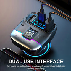Bluetooth 5.3 Fm Transmitter Wireless Dual USB PD Adapter MP3 Player 3.1A Fast Charger Car Accessories