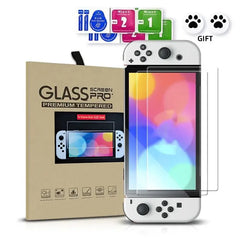 DATA FROG 2PCS Tempered Glass Screen Protector Compatible Nintendo Switch OLED 9H HD Clear Glass Film for Nintendos Switch OLED