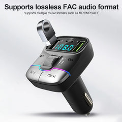 Bluetooth 5.3 Fm Transmitter Wireless Dual USB PD Adapter MP3 Player 3.1A Fast Charger Car Accessories