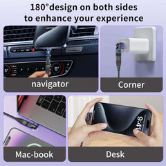 3 IN 1 240W USB-C to Type-C Adapter 180° Rotation Magnetic Fast Charging Type C Female Converter for Macbook Pro iPhone 16 15