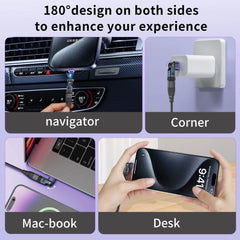 3 IN 1 240W USB-C to Type-C Adapter 180° Rotation Magnetic Fast Charging Type C Female Converter for Macbook Pro iPhone 16 15
