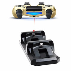 قاعدة شحن USB مزدوجة لوحدة تحكم PS4 وحامل شحن الألعاب لوحدة تحكم الألعاب اللاسلكية Sony PlayStation 4 وشاحن