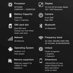 WORLD PREMIER SOYES ONEMYTH  Mini SmartPhone 16Pro 4.0" Android 10, Dual SIM, 2000mAh, 5MP Camera, 2GB+16GB, Face Unlock