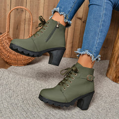 2024Women High Heel Ankle Boots Autumn Winter Booties Woman Fashion New Lady Shoes Brown Black Short Boot Female Botas De Mujer