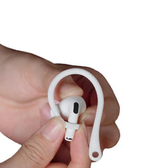 زوج واحد من خطاف الأذن المصنوع من السيليكون المضاد للضياع لسماعات Apple AirPods 1 2 3 Pro الرياضية المضادة للسقوط، خطاف أذن لاسلكي، خطاف أذن أبيض وأسود