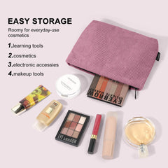 Corduroy Travel Cosmetic Bag Portable Makeup Storage Bag Purses Women Large Capacity Zipper Make Up Organizer Storage Clutch