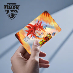 ملصق بطاقة الائتمان والخصم بالليزر ثلاثي الأبعاد اللامع الرائع من Magic Shark Dragons Balls Goku Vegeta، غطاء أمامي
