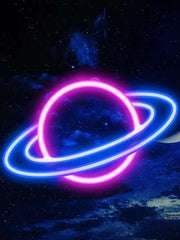 Planet Neon Sign, 10 Levels Brightness LED Neon Lights Signs For Wall Decor, USB Powered Neon Lights For Bedroom