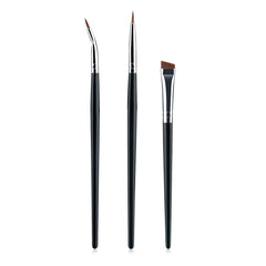 3pcs Eye Makeup Brush Ultra Fine Eyeliner Brush Set, Including Straight, Angled, Bent Tip, Suitable For Makeup